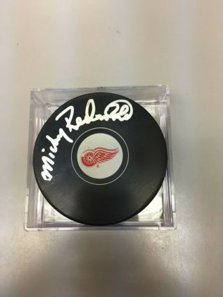 Mickey Redmond Hand Signed Autographed Detroit Red Wings Puck