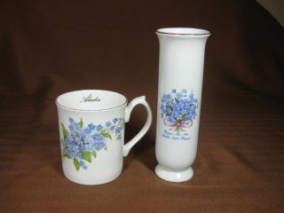 Elizabethan Staffordshire Alaska Flower Forget - Me - Not Cup/mug W/vase Gold Trim