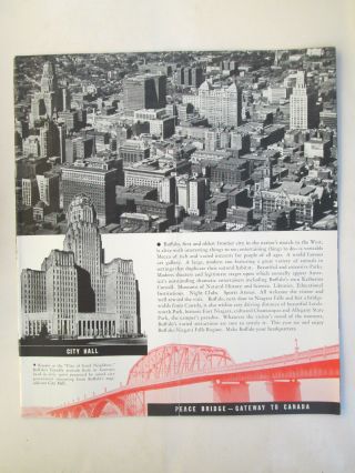 1938 Buffalo NY Niagara Falls Region Promotional Brochure w/Cartoon Map inside 2