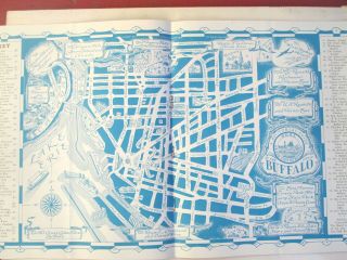 1938 Buffalo NY Niagara Falls Region Promotional Brochure w/Cartoon Map inside 3