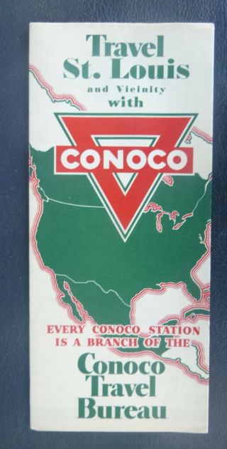 1934 St.  Louid Area Road Map Conoco Oil Gas Downtown Streets Missouri