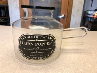 Vintage Catamount 2 Quart Qt Glass Microwave Corn Popper Popcorn Maker Usa Made