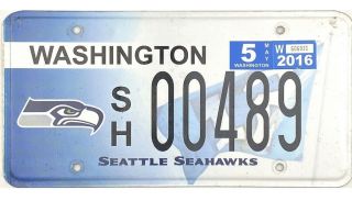 2016 Washington Seattle Seahawks License Plate 489 Low Number