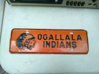 Vintage Ogallala Indians License Plate Topper Souvenir Nebraska