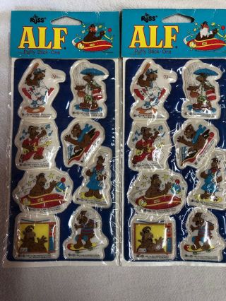 2 Packs Vintage 1987 Russ Alf Puffy Stickers Nip Alien Productions 8 Pc Per Pack