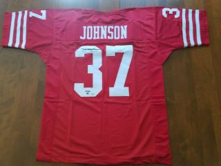 Jimmy Johnson " Hof 1994 " Autographed Signed 49ers Xl Football Jersey (leaf)