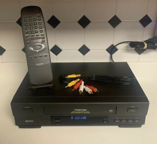 Toshiba W - 403 Vhs Player Vcr With Remote 4 Head Hi - Fi Stereo Video Recorder W403