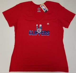 Nwt Los Angeles Clippers Womens V Neck T Shirt Majestic Fan Fashion 2xl Xxl 1a1