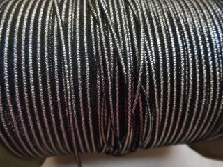 100 Yds Vintage Tiny Silver & Black 1/8 " Ribbon Sewing Trim Craft Supplies