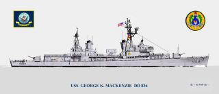Uss George K Mackenzie In 60s Dd - 836 Ship Print Us Navy