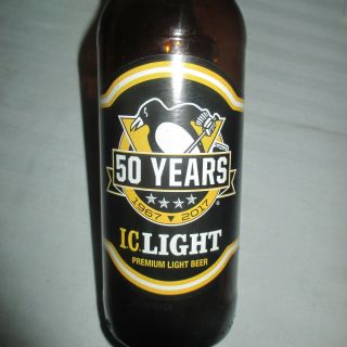 2016 Pittsburgh Penguins 50 YEARS Bottle Iron City IC Light Beer Pit Brewing 3