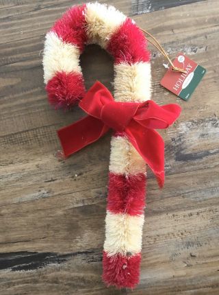 Vintage Bottle Brush Red & White Striped Candy Cane Christmas Decoration 14 "