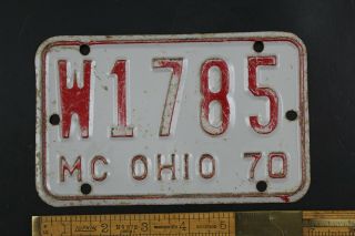 Vintage 1970 Ohio Motorcycle License Plate W - 1785