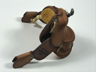 Vintage Miniature Western Rodeo Cowboy Leather Saddle Kansas Ks