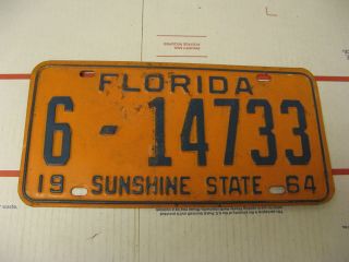 1964 64 Florida Fl License Plate Sunshine State 614733
