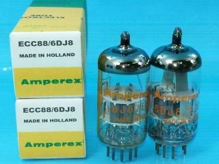 Amperex Pq 6dj8 Ecc88 Vacuum Tube 1972 Perfect Pair Orange Premium Quality 10khr