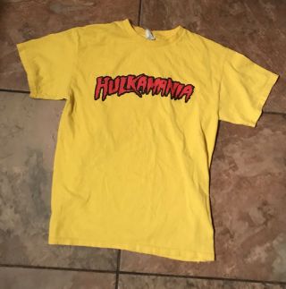 Hulkamania Hulk Hogan Yellow And Red T - Shirt Mens M Wwf Wwe Wcw