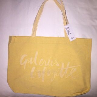 Galeries Lafayette Paris Eco Responsible Yellow Cotton Shopping Tote Bag Purse
