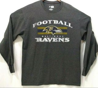 Baltimore Ravens Nfl Team Apparel Size Large Long Sleeve T Shirt Dark Grey