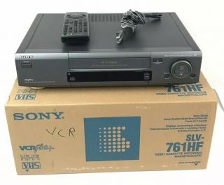 Sony Slv 761hf Vcr 4 Head Hifi Vhs Recorder W Remote & Box