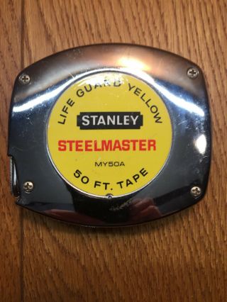 Vintage Classic Stanley My50a Tape Measure 50 Ft Life Guard Yellow Steelmaster