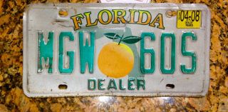 Florida Dealer License Plate Big Orange Graphic Mgw 60s Fl Tag