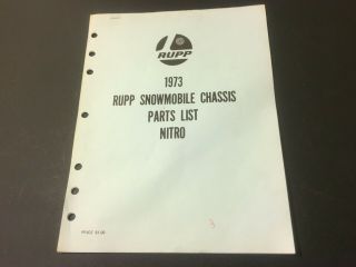 Vintage Rupp Snowmobile Nos Parts List 32656 1973 Nitro