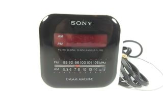 Vintage Sony Dream Machine Icf - C121 White Cube Digital Clock Radio Am/fm -