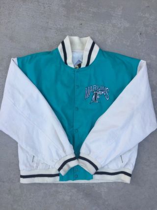 Vintage 90’s Florida Marlins Letterman Jacket Starter 1 Apparel Mlb Size Mens L