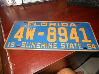 Florida 1954 License Plate,  Pinellas County