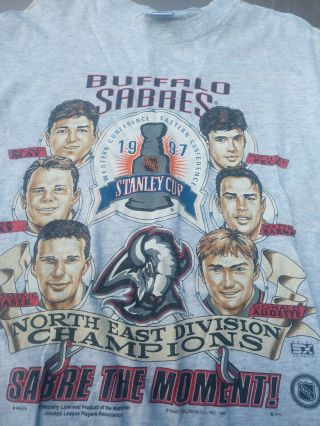 2 Vintage 1997 Buffalo Sabres Stanley Cup T - Shirts Player Etc.  Large