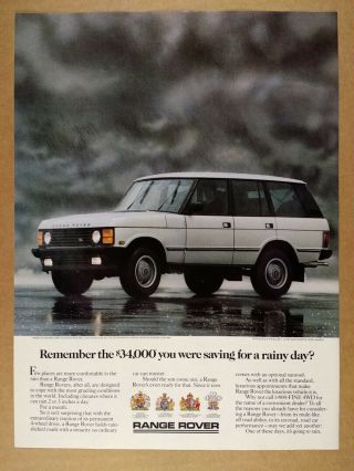 1988 Range Rover Classic Color Photo Vintage Print Ad