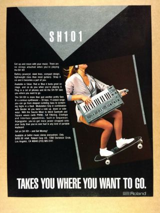 1984 Roland Sh - 101 Keyboard Synthesizer Synth Vintage Print Ad