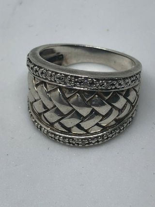Vintage Sterling Silver Basket Weave Ring Band Size 7 925