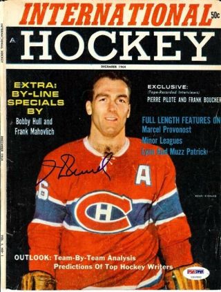 Henri Richard Autographed Signed International Hockey Cover Canadiens Psa U93582