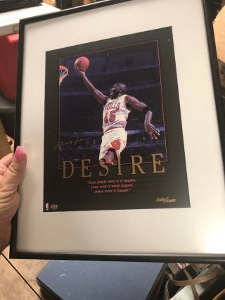 Autographed Michael Jordan " Desire " Upper Deck Poster Framed