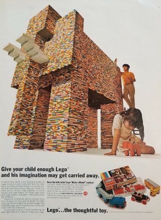 Vintage 1968 Lego Print Ad Elephant Child 