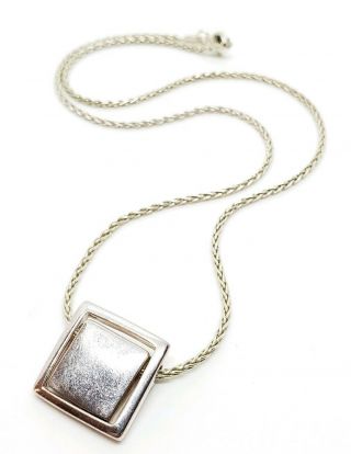 Lovely Vintage Signed 925 Sterling Silver Italy Modernist Hinged Cube Necklace