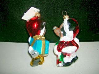 VINTAGE CHRISTMAS DECORATION GLASS ORNAMENT MICKEY AND MINNIE MOUSE RADKO 2