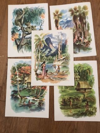 Matson Lines 5 Vintage Watercolor Menu Folios By Louis Macouillard