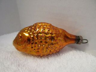 Vintage Fish Shaped Glass Christmas Ornament 1950 