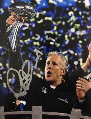 Pete Carroll Signed Autographed Seattle Seahawks 8x10 Photo Bowl