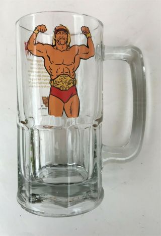 Vintage 1985 Wwf Hulk Hogan Hulkamania Large Heavy Glass Mug Wwe Wrestling
