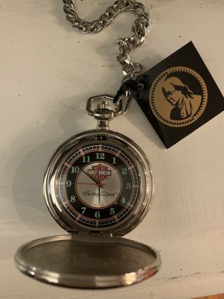 Franklin Harley Davidson Pocket Watch & Eagle Stand Heritage Softail NIB 2