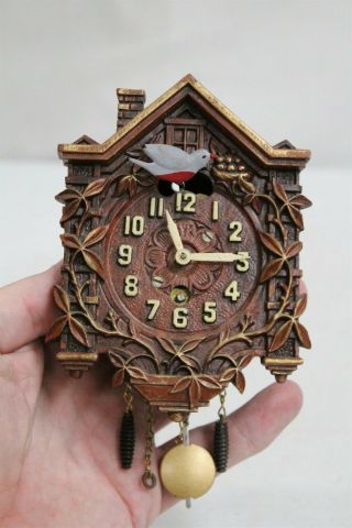 Vintage Lux Clock Mfg Miniature Bird Cuckoo Clock No Key