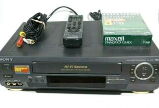 Sony Slv - Ax10 Vcr 4 Head Hifi Stereo Vhs Player With Remote Commercial Pass Tech