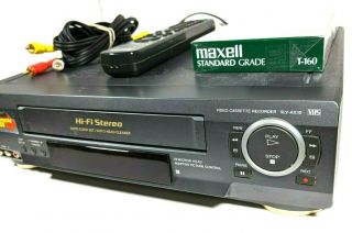 Sony SLV - AX10 VCR 4 Head HiFi Stereo VHS Player With Remote Commercial Pass Tech 3