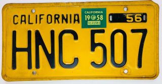 California 1956 License Plate Early Issue With Slots Garage Decor Man Cave Gift