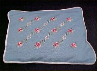 Vintage Wool Needlepoint Tapestry Throw Accent Pillow Floral 13x16 "