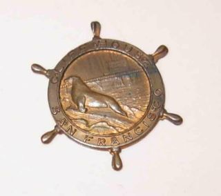 Vintage Cliff House San Francisco Souvenir Ship Wheel Seal Copper Token Prize